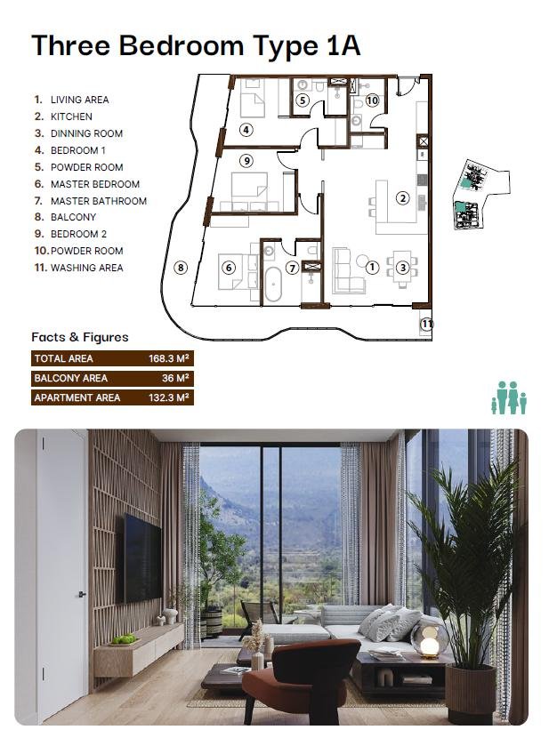 Three bedroom floor plan