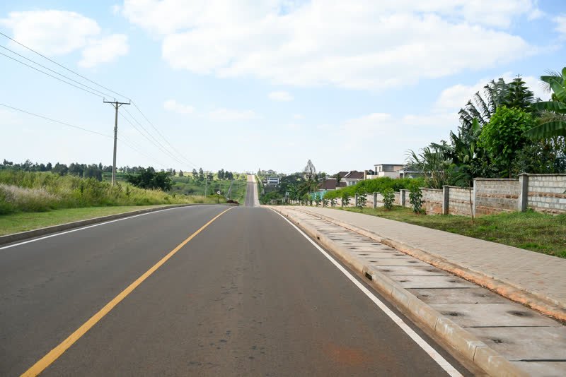 Tarmacked road and serviced verge