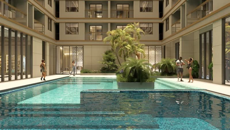The courtyard pool